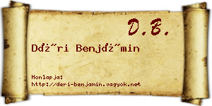 Déri Benjámin névjegykártya